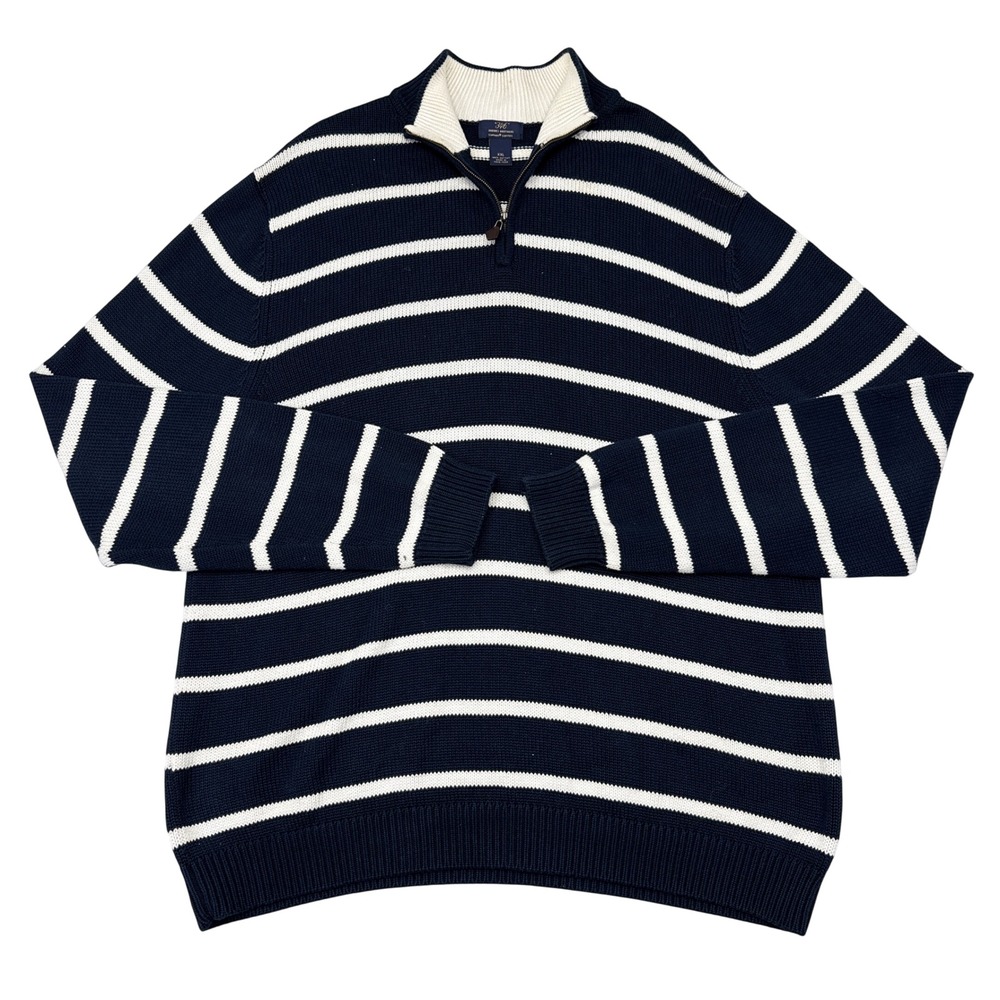 Brooks Brothers Sweater Mens Size XXL Blue White Striped Supima Cotton Pullover‎